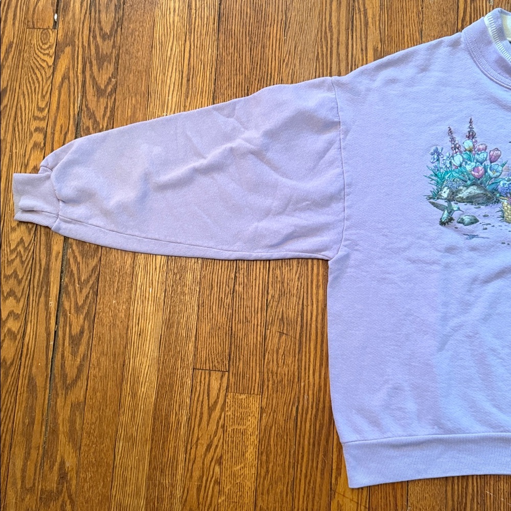 90’s Floral Hummingbird Vintage Granny Crewneck Sweater - Picture 6 of 10